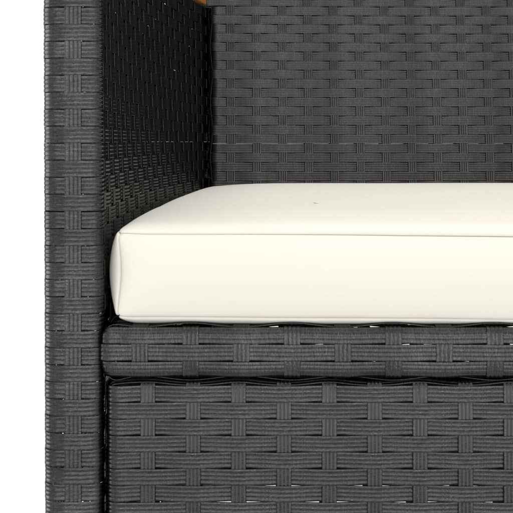 vidaXL 4 pcs conjunto de cadeiras e bancos de jardim vime PE preto