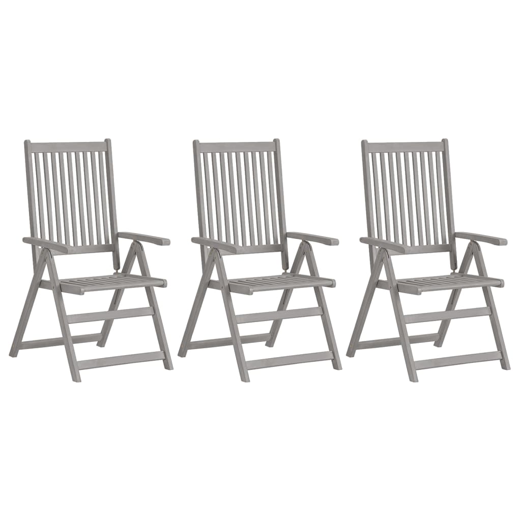 vidaXL Cadeiras jardim reclináveis 4 pcs madeira acácia maciça cinza