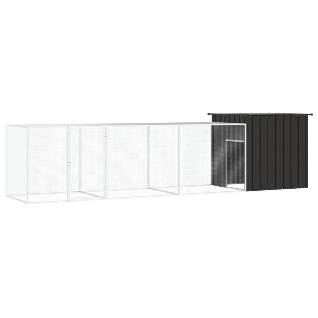 vidaXL Galinheiro 200x91x100 cm aço galvanizado antracite