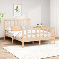 vidaXL Estrutura de cama 200x200 cm madeira de pinho maciça cinzento