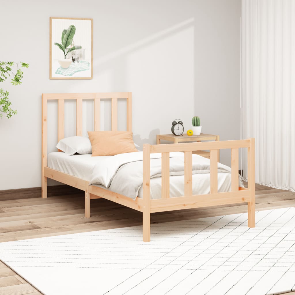 vidaXL Estrutura de cama 200x200 cm madeira de pinho maciça cinzento