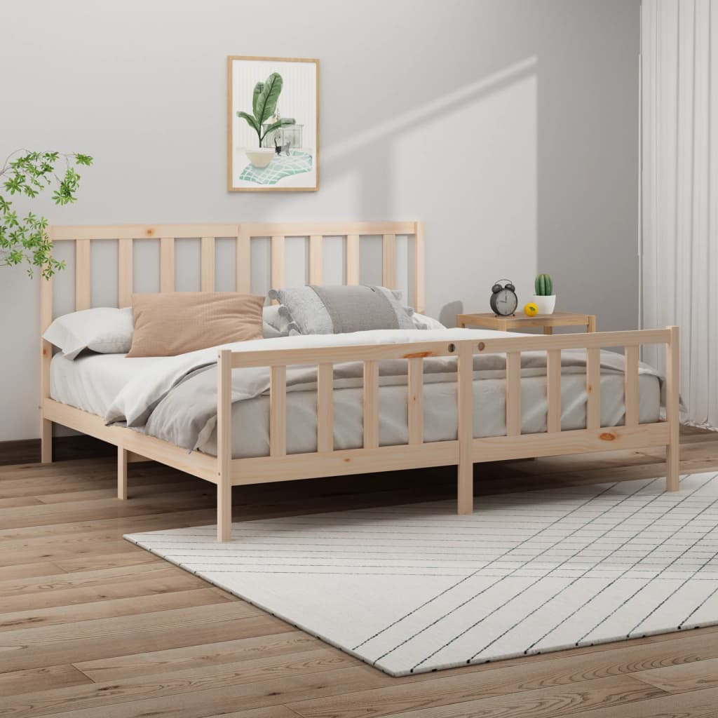 vidaXL Estrutura de cama 200x200 cm madeira de pinho maciça cinzento