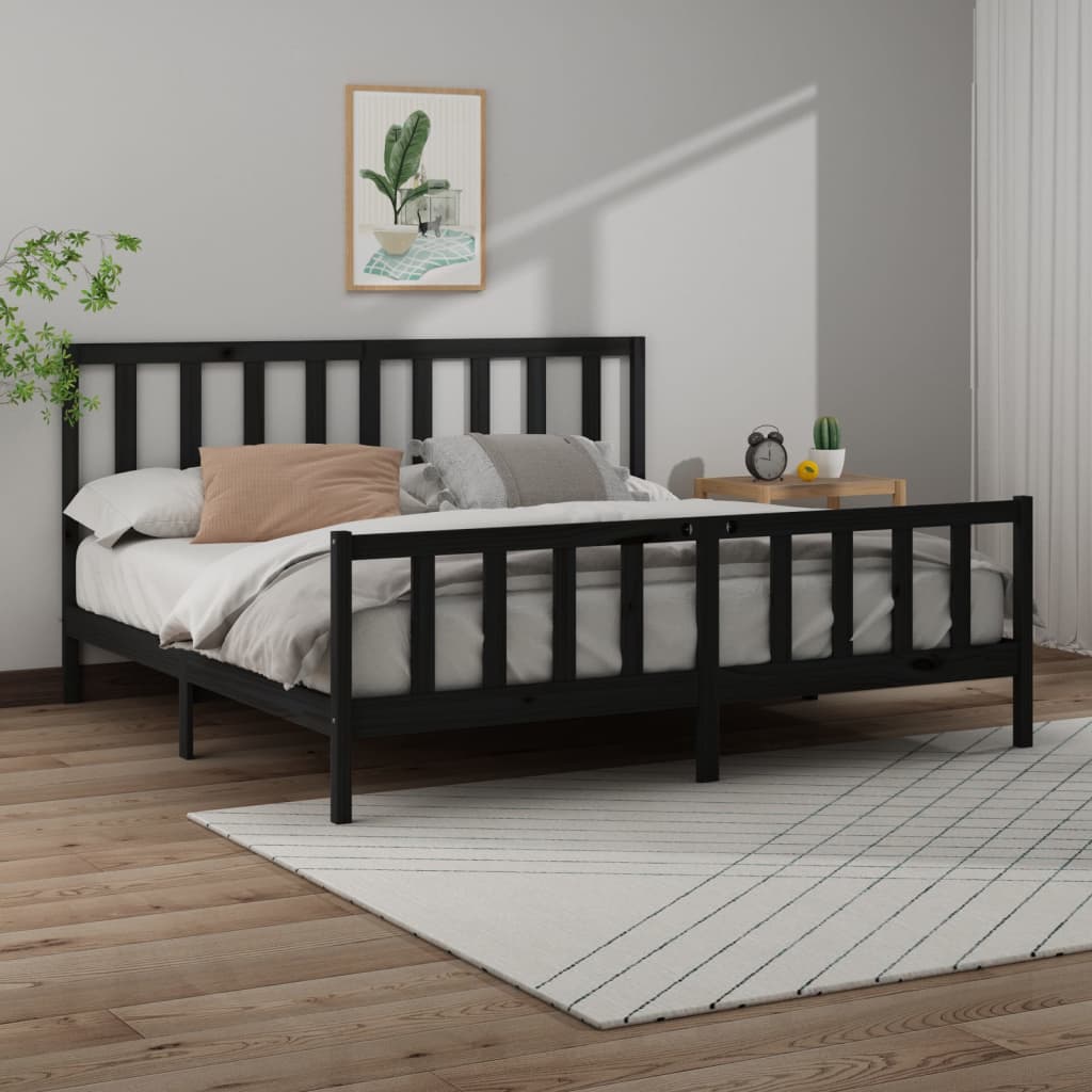 vidaXL Estrutura de cama 200x200 cm madeira de pinho maciça cinzento