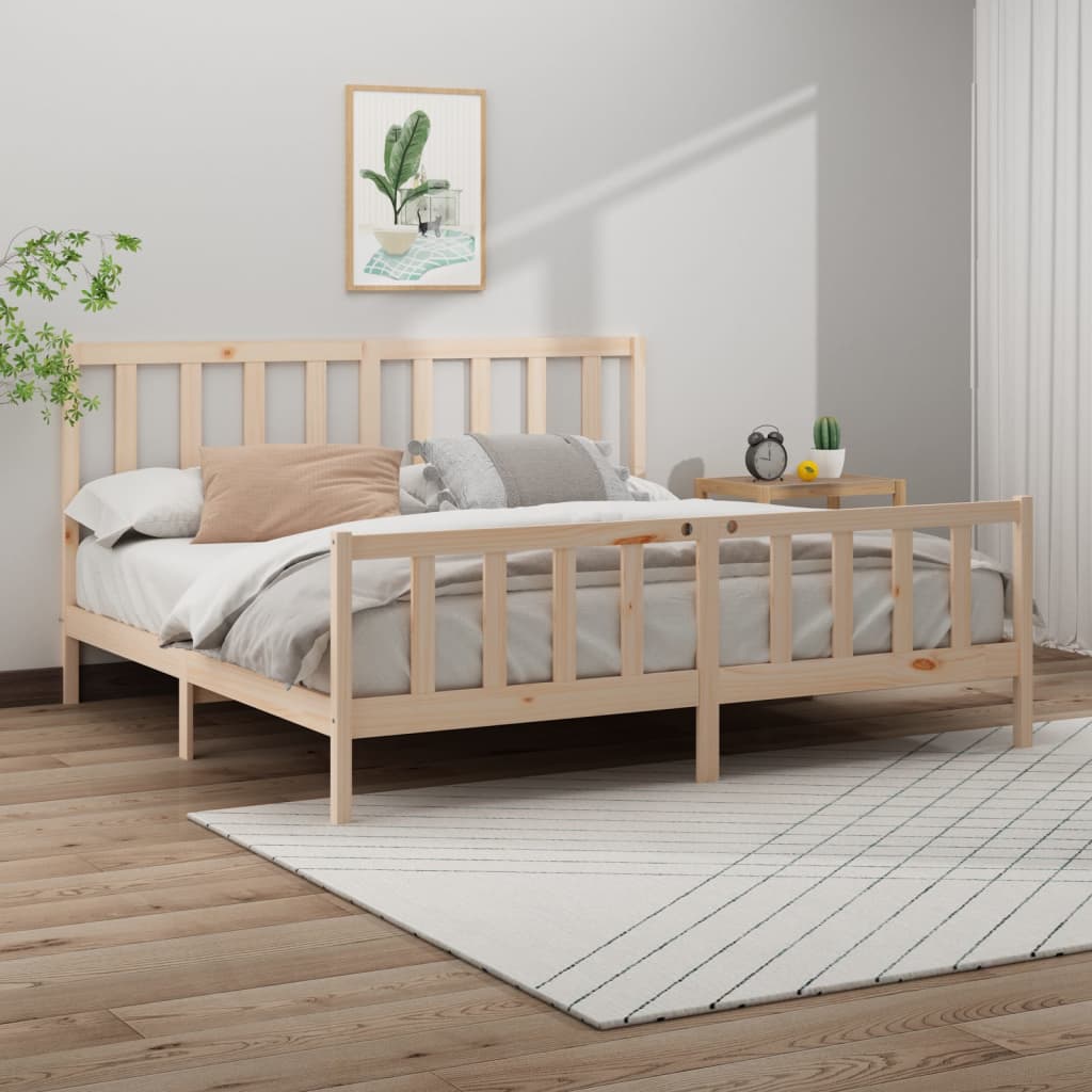 vidaXL Estrutura de cama 200x200 cm madeira de pinho maciça cinzento