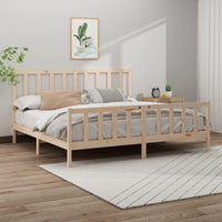 vidaXL Estrutura de cama 200x200 cm madeira de pinho maciça cinzento