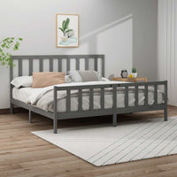 vidaXL Estrutura de cama 200x200 cm madeira de pinho maciça cinzento