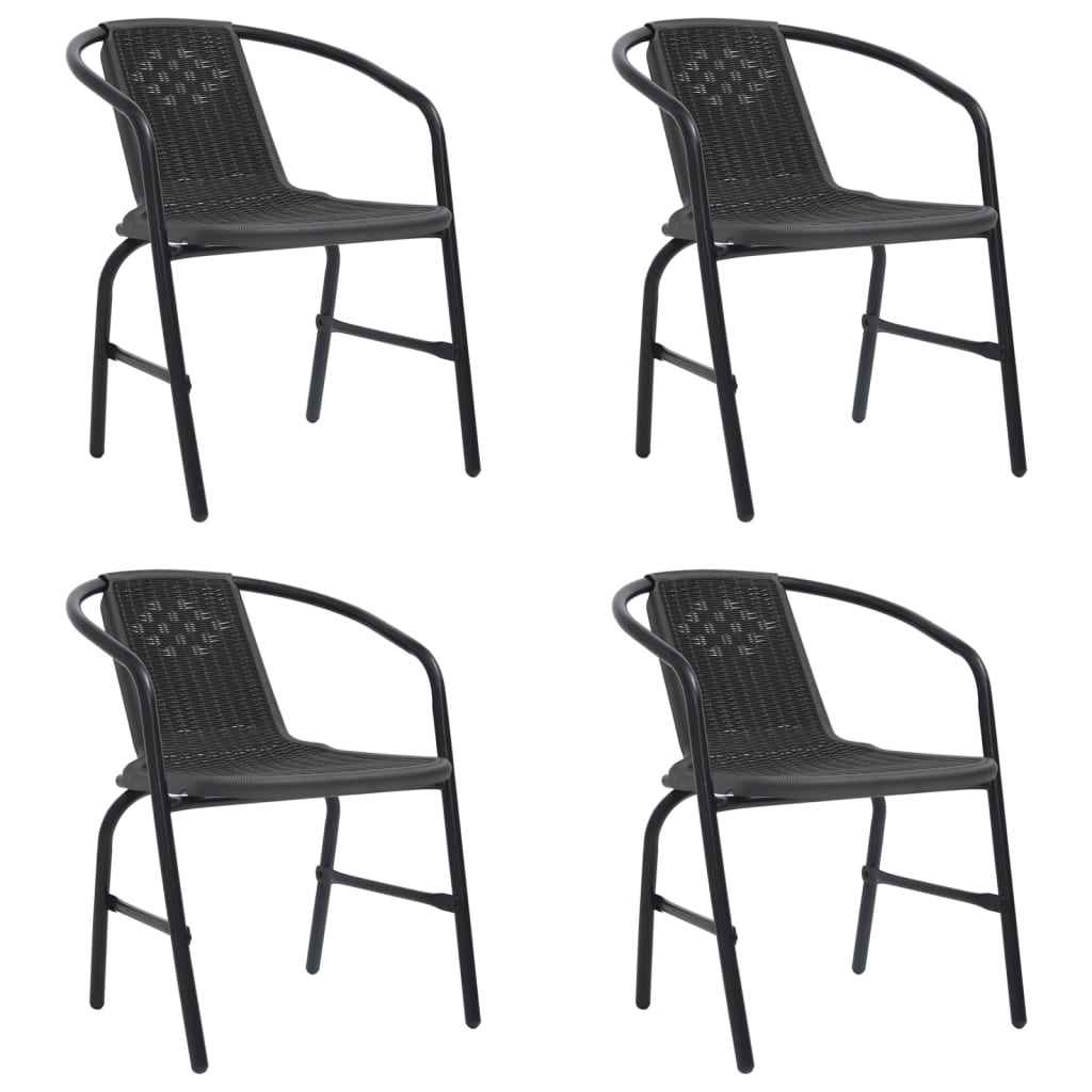 vidaXL Cadeiras de jardim 4 pcs vime plástico e aço 110 kg