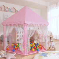 vidaXL Tenda de brincar princesas c/ 250 bolas 133x140 cm rosa