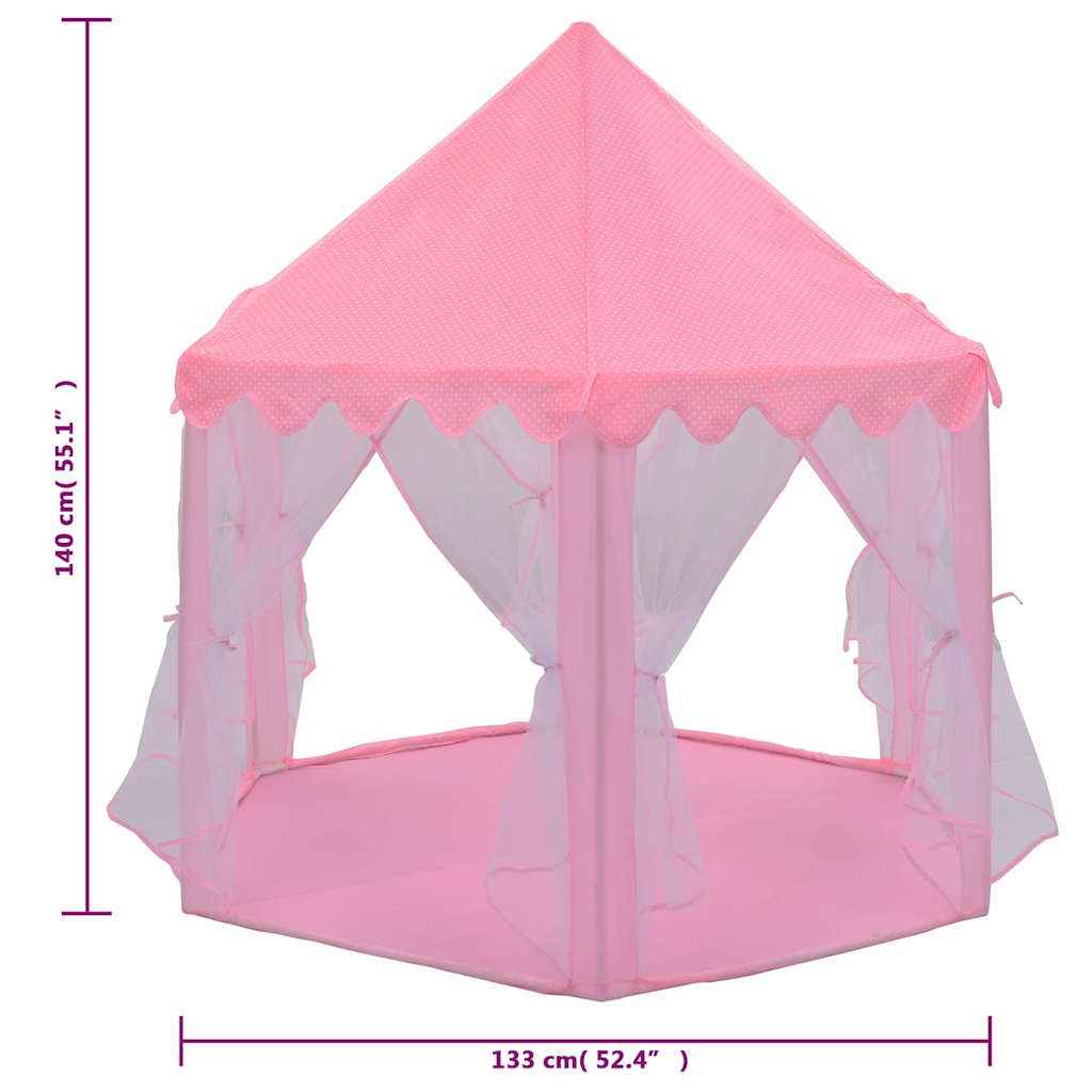 vidaXL Tenda de brincar princesas c/ 250 bolas 133x140 cm rosa