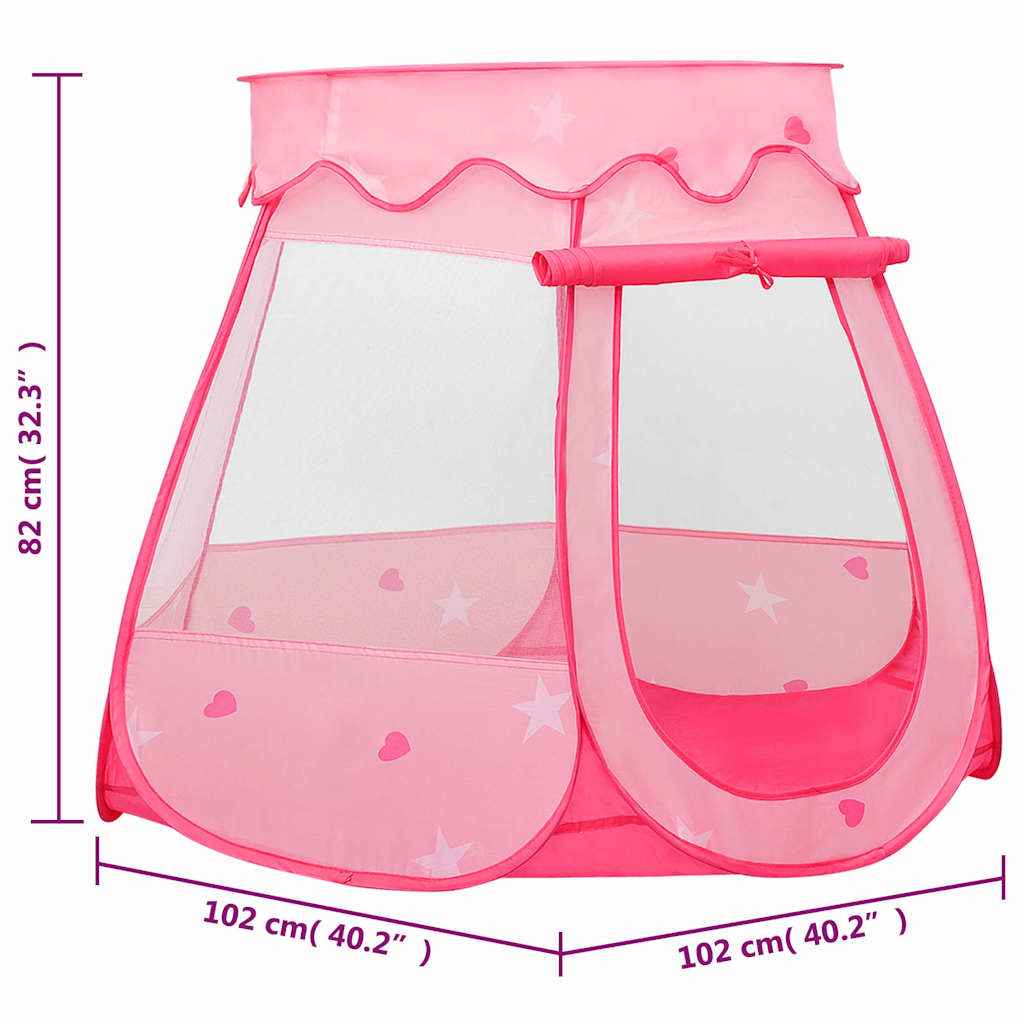 vidaXL Tenda de brincar infantil com 250 bolas 102x102x82 cm rosa