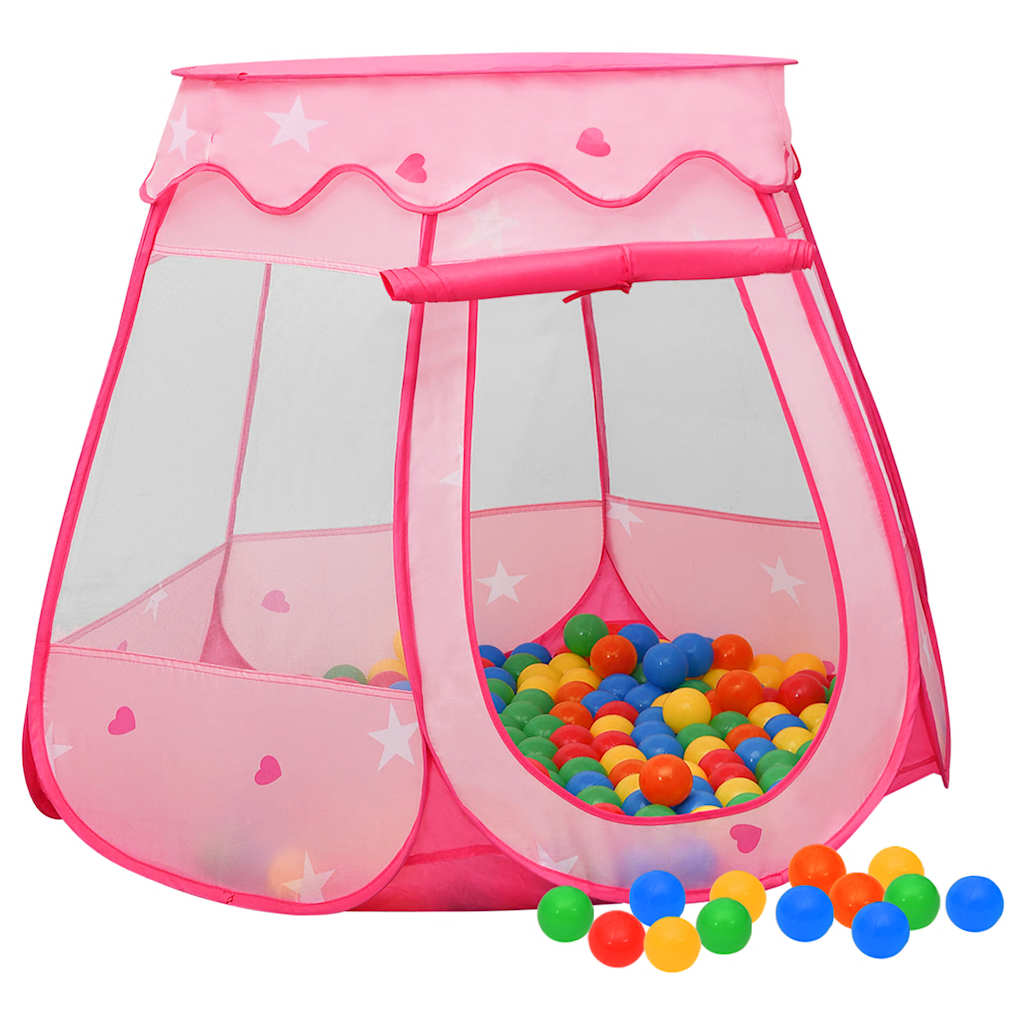 vidaXL Tenda de brincar infantil com 250 bolas 102x102x82 cm rosa