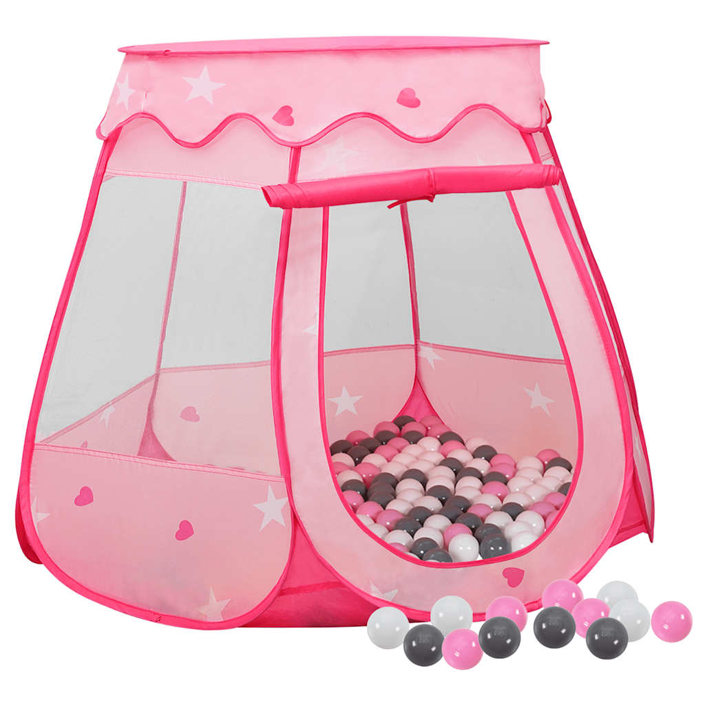 vidaXL Tenda de brincar infantil com 250 bolas 102x102x82 cm rosa