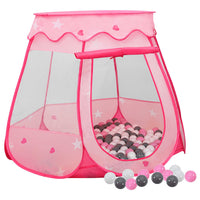 vidaXL Tenda de brincar infantil com 250 bolas 102x102x82 cm rosa