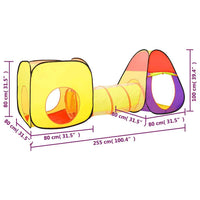 vidaXL Tenda de brincar infantil com 250 bolas 255x80x100 cm multicor