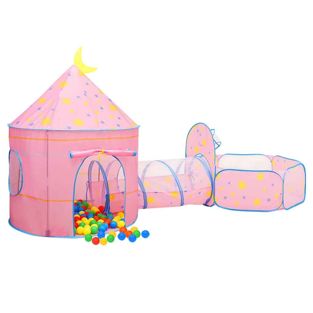 vidaXL Tenda de brincar infantil com 250 bolas 301x120x128 cm rosa