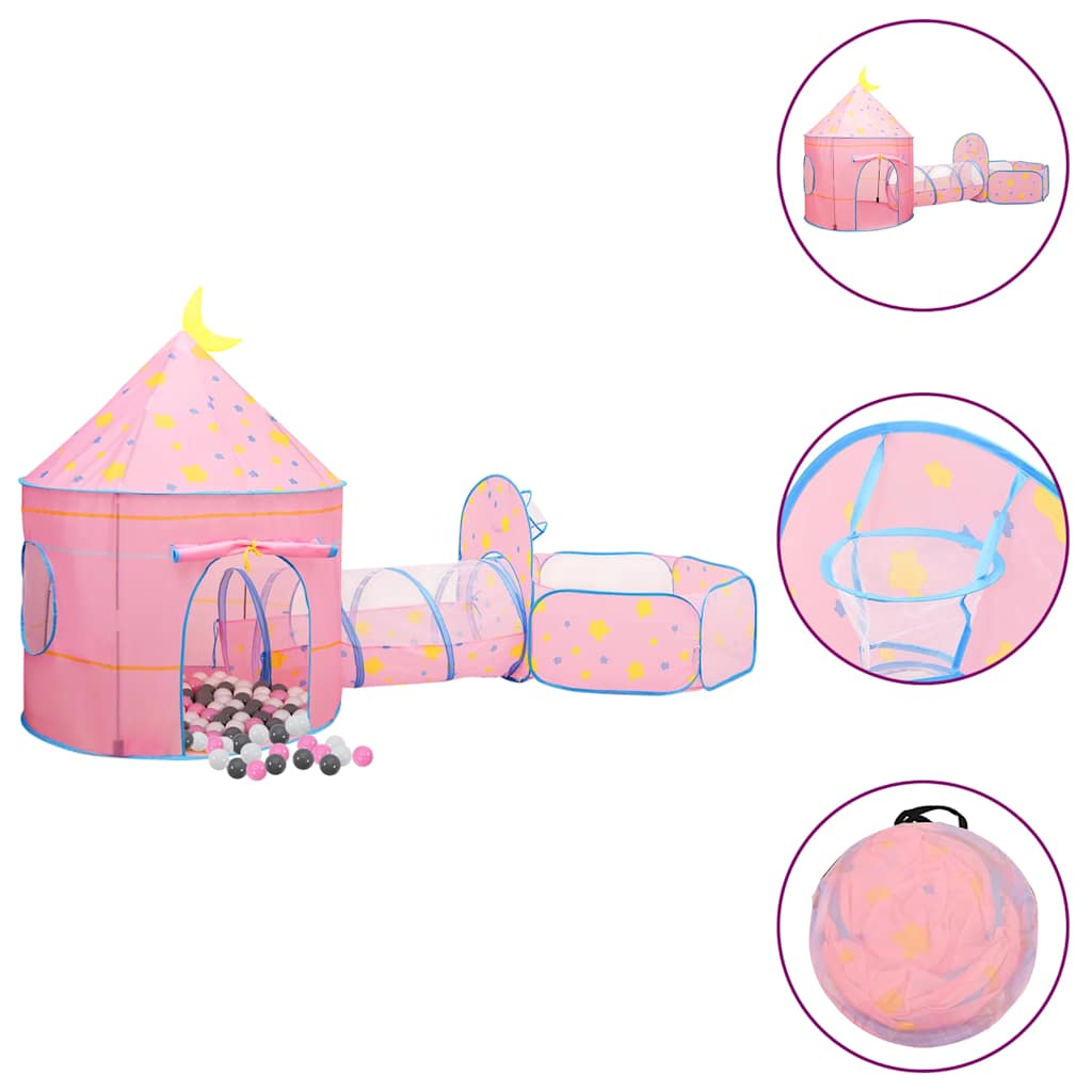 vidaXL Tenda de brincar infantil com 250 bolas 301x120x128 cm rosa