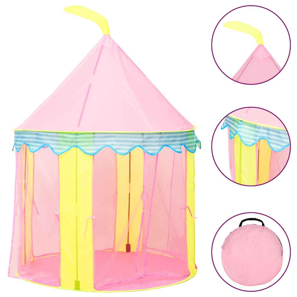 vidaXL Tenda de brincar infantil com 250 bolas 100x100x127 cm rosa