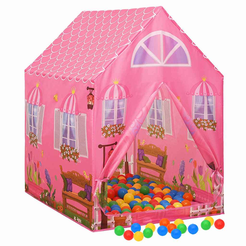 vidaXL Tenda de brincar infantil com 250 bolas 69x94x104 cm rosa