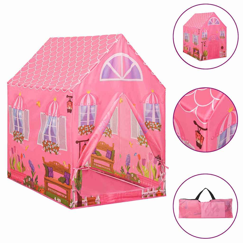vidaXL Tenda de brincar infantil com 250 bolas 69x94x104 cm rosa