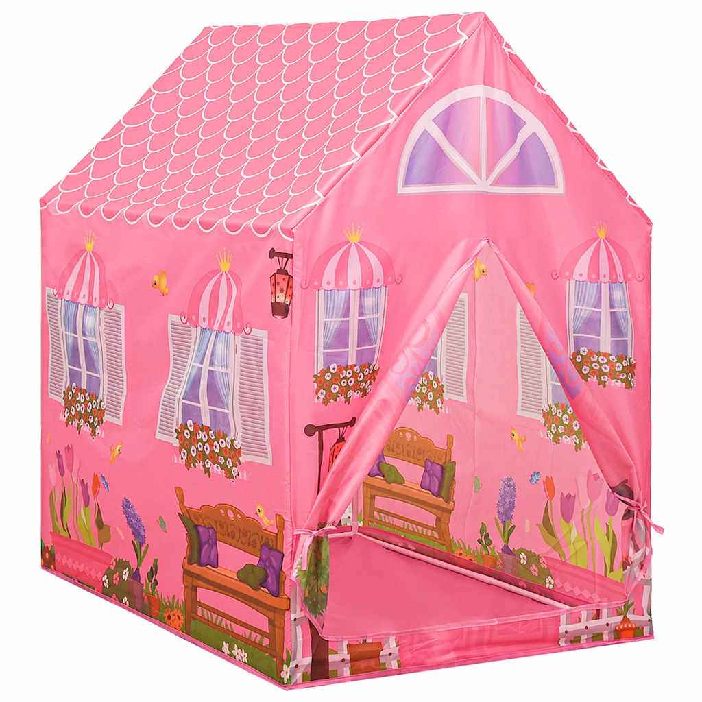vidaXL Tenda de brincar infantil com 250 bolas 69x94x104 cm rosa