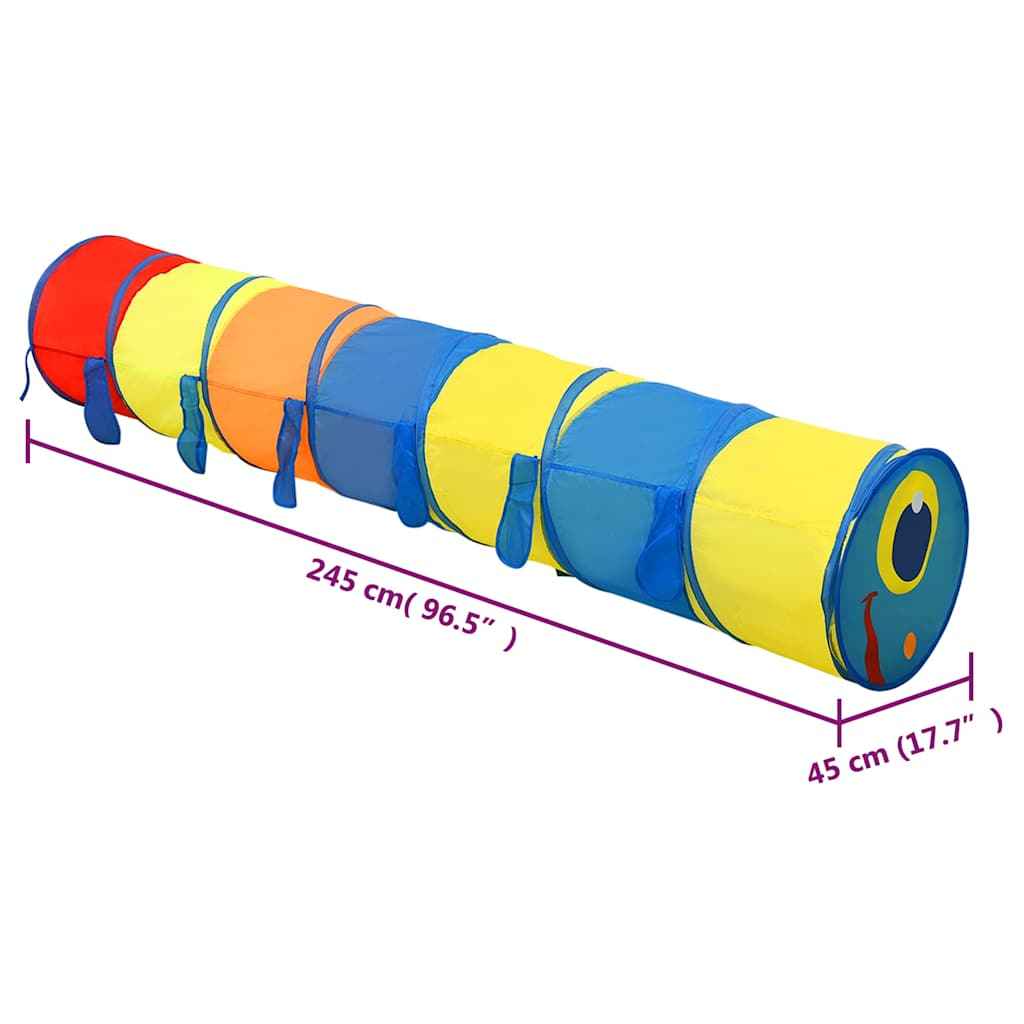 vidaXL Túnel de brincar infantil c/ 250 bolas 245cm poliéster multicor