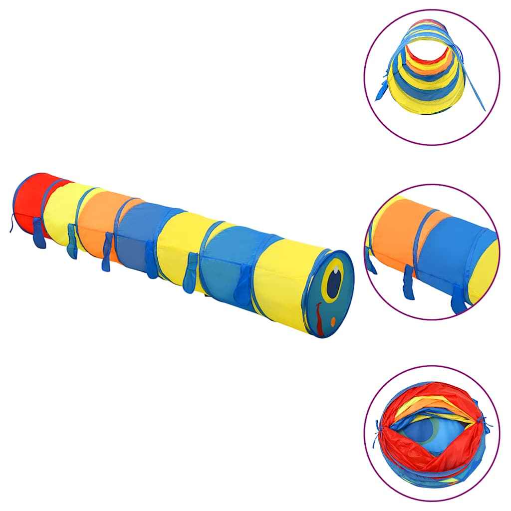 vidaXL Túnel de brincar infantil c/ 250 bolas 245cm poliéster multicor