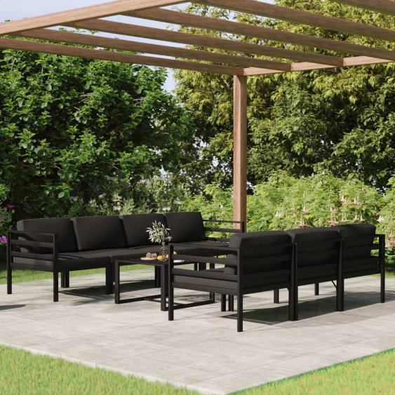 vidaXL 6 pcs conjunto lounge jardim com almofadões alumínio antracite