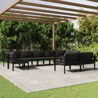 vidaXL 7 pcs conjunto lounge jardim com almofadões alumínio antracite
