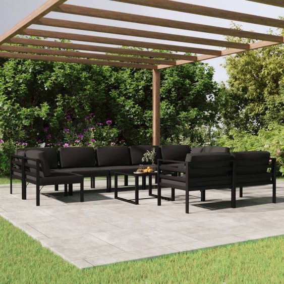vidaXL 7 pcs conjunto lounge jardim com almofadões alumínio antracite