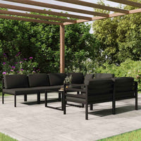 vidaXL 8 pcs conjunto lounge jardim com almofadões alumínio antracite