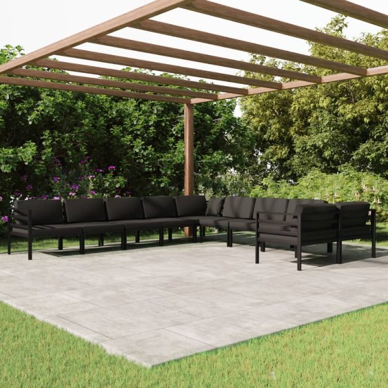 vidaXL 8 pcs conjunto lounge jardim com almofadões alumínio antracite