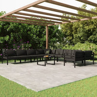 vidaXL 8 pcs conjunto lounge jardim com almofadões alumínio antracite