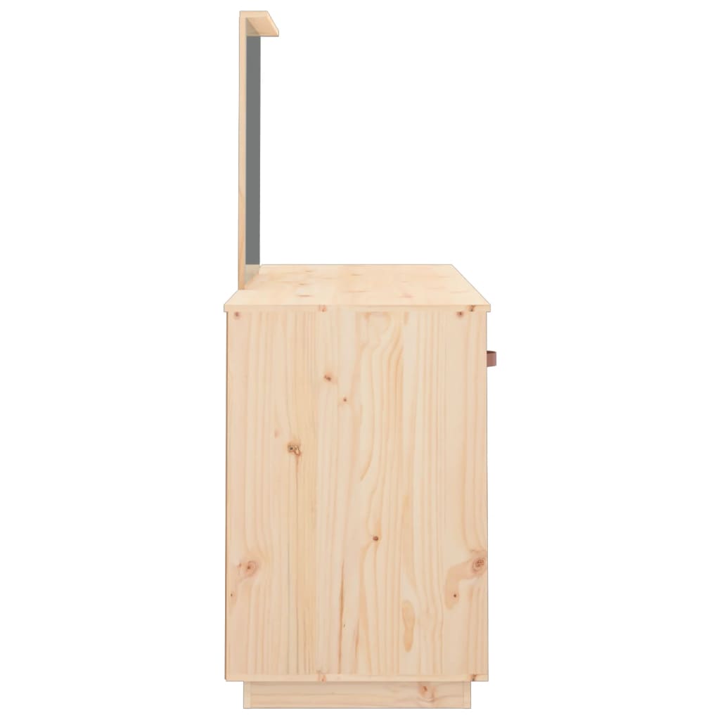 vidaXL Conjunto de toucador com espelho pinho maciço branco