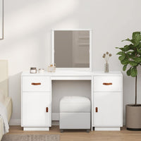 vidaXL Conjunto de toucador com espelho pinho maciço branco