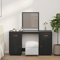 vidaXL Conjunto de toucador com espelho pinho maciço branco