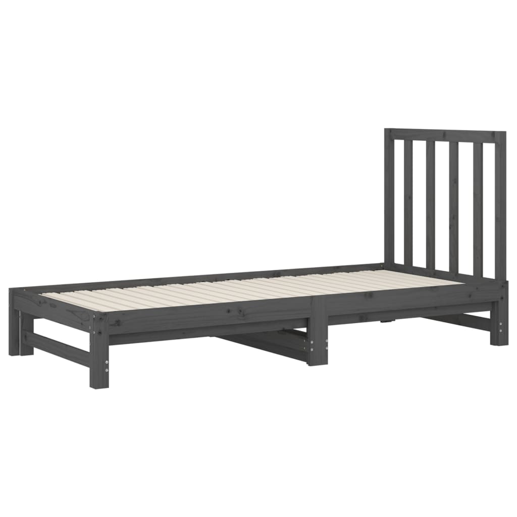 vidaXL Sofá-cama de puxar 2x(90x200) cm pinho maciço cinza