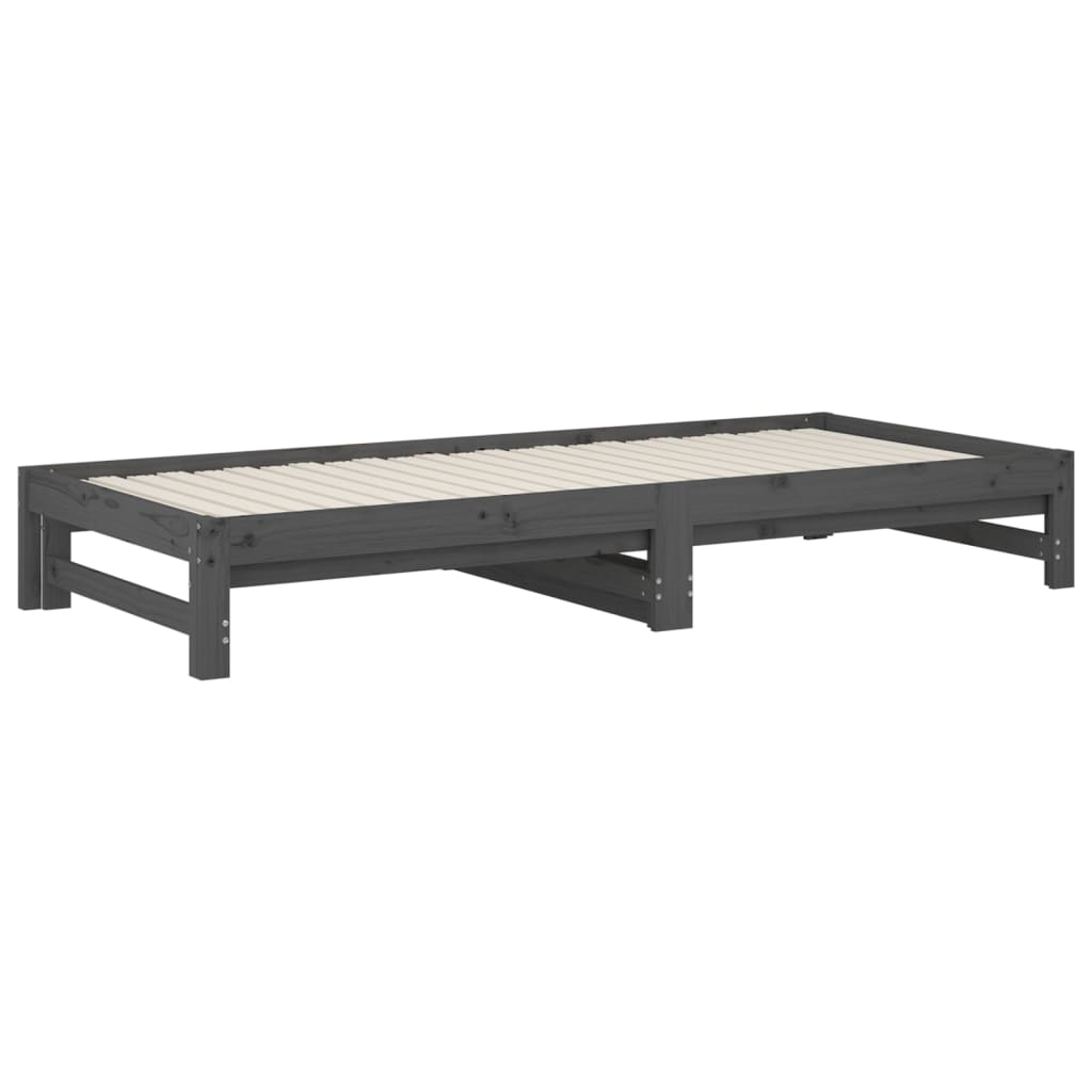 vidaXL Sofá-cama de puxar 2x(90x200) cm pinho maciço cinza