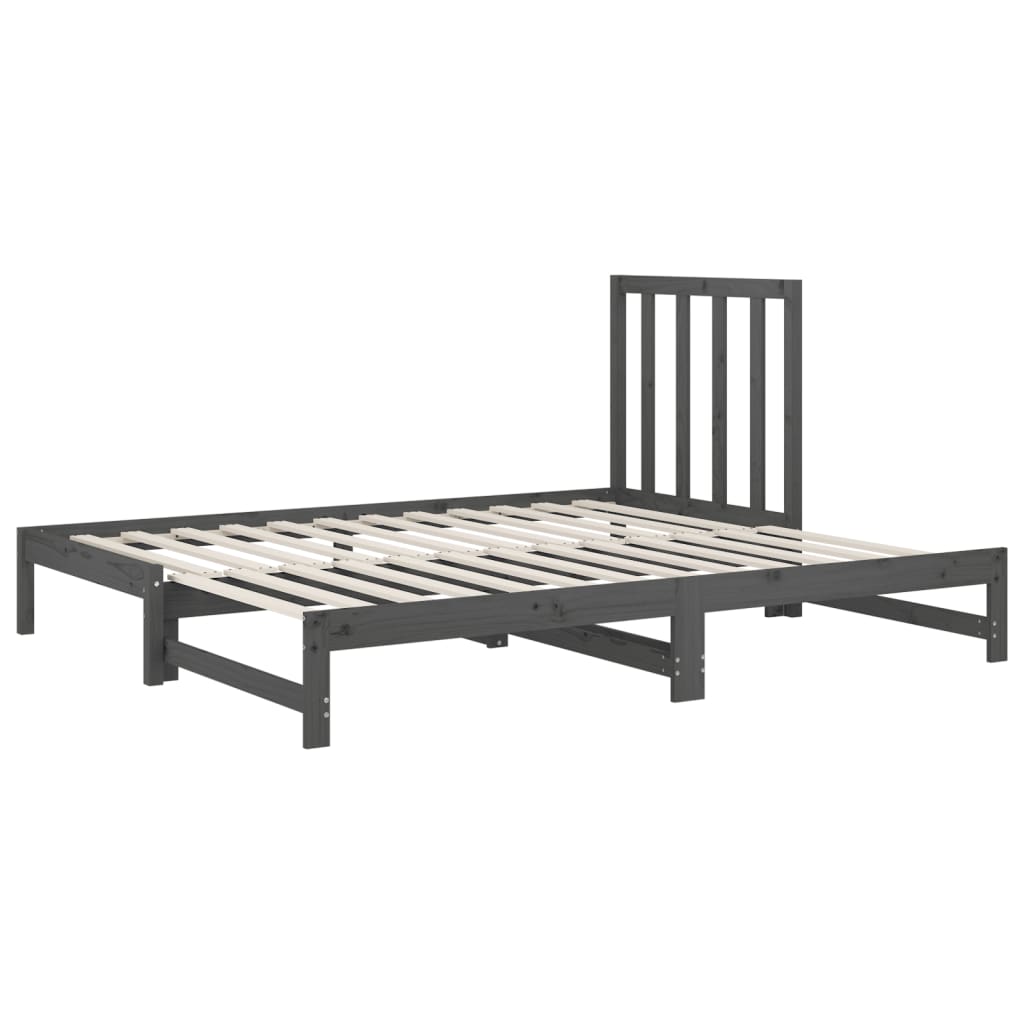 vidaXL Sofá-cama de puxar 2x(90x200) cm pinho maciço cinza
