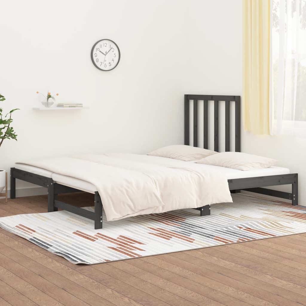 vidaXL Sofá-cama de puxar 2x(90x200) cm pinho maciço cinza
