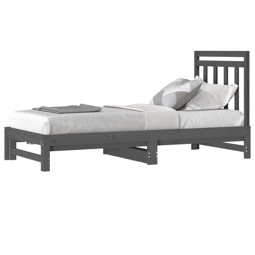 vidaXL Sofá-cama de puxar 2x(90x200) cm pinho maciço cinza