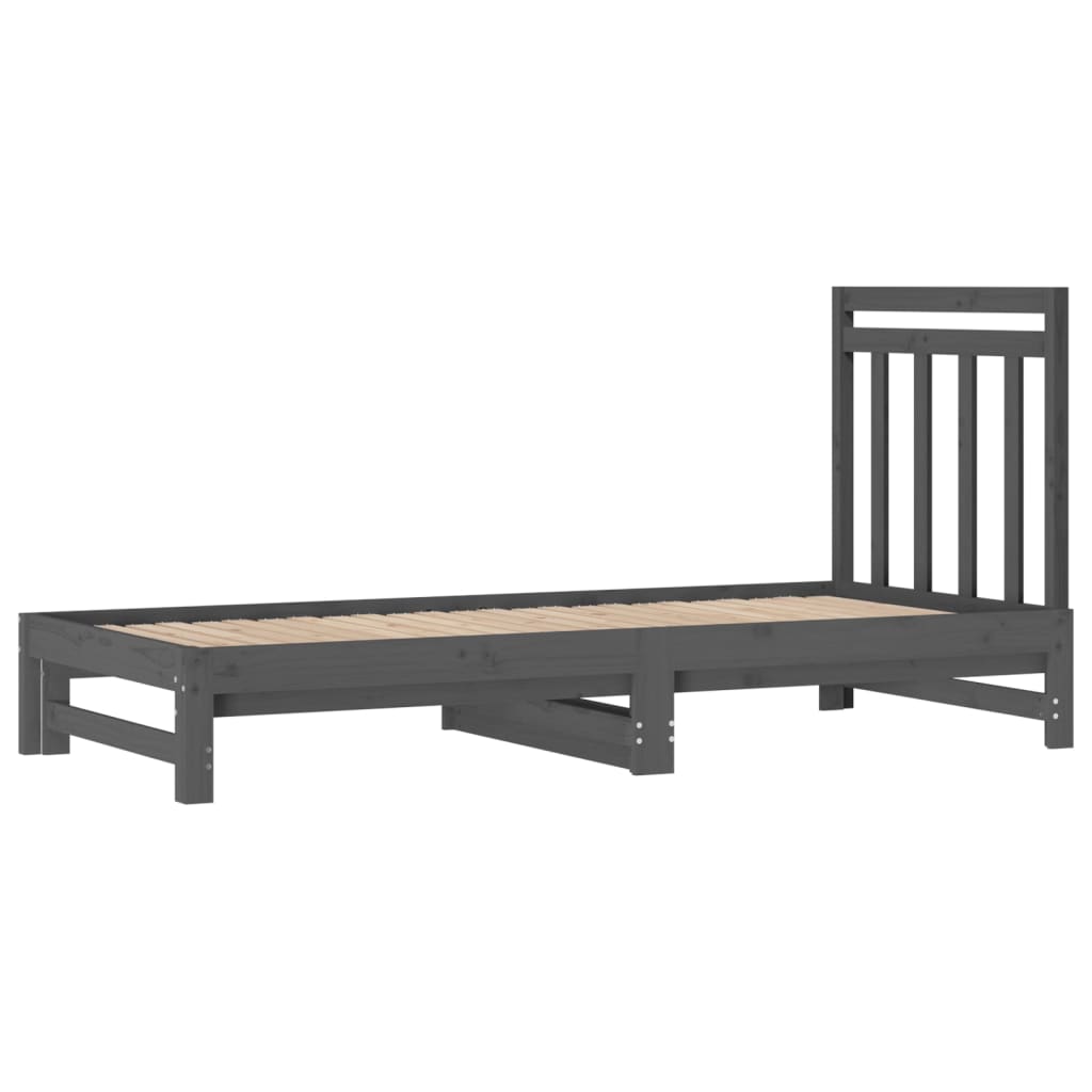 vidaXL Sofá-cama de puxar 2x(90x200) cm pinho maciço cinza