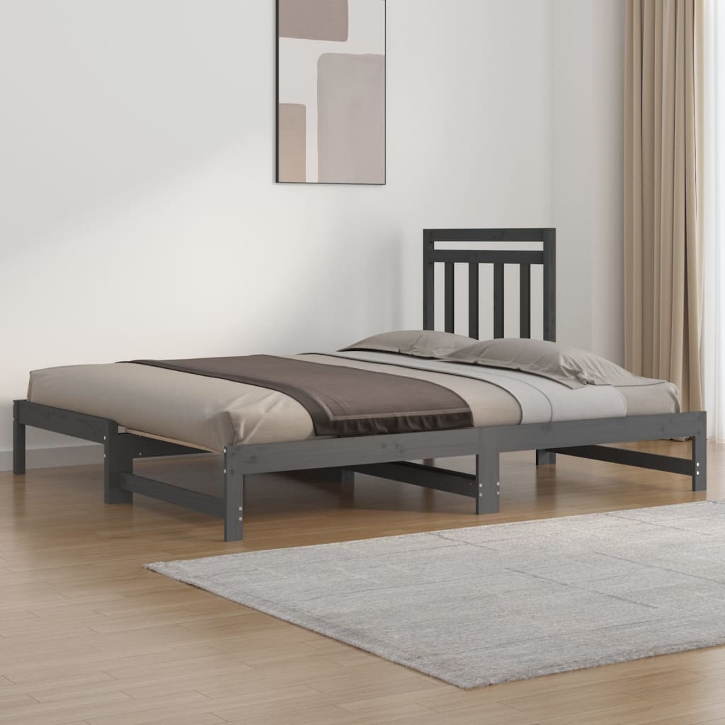 vidaXL Sofá-cama de puxar 2x(90x200) cm pinho maciço cinza