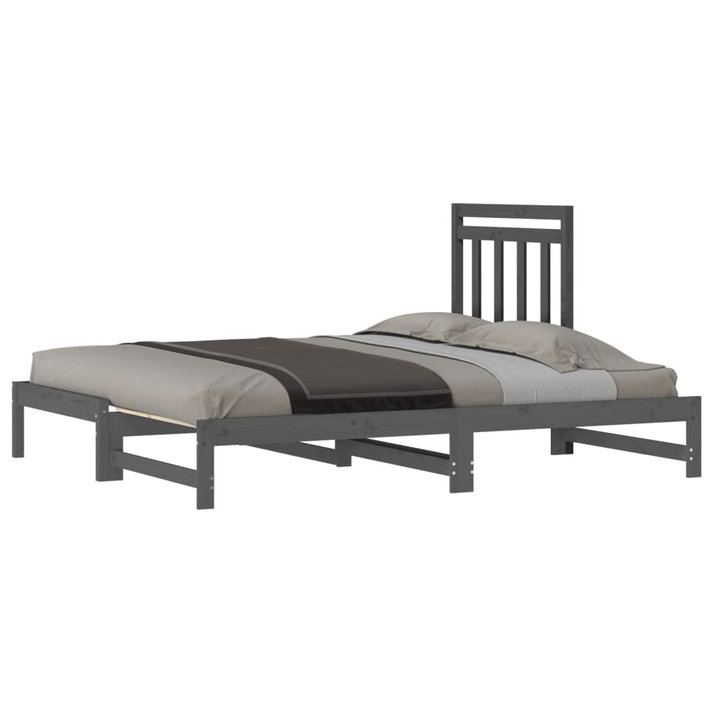 vidaXL Sofá-cama de puxar 2x(90x200) cm pinho maciço cinza