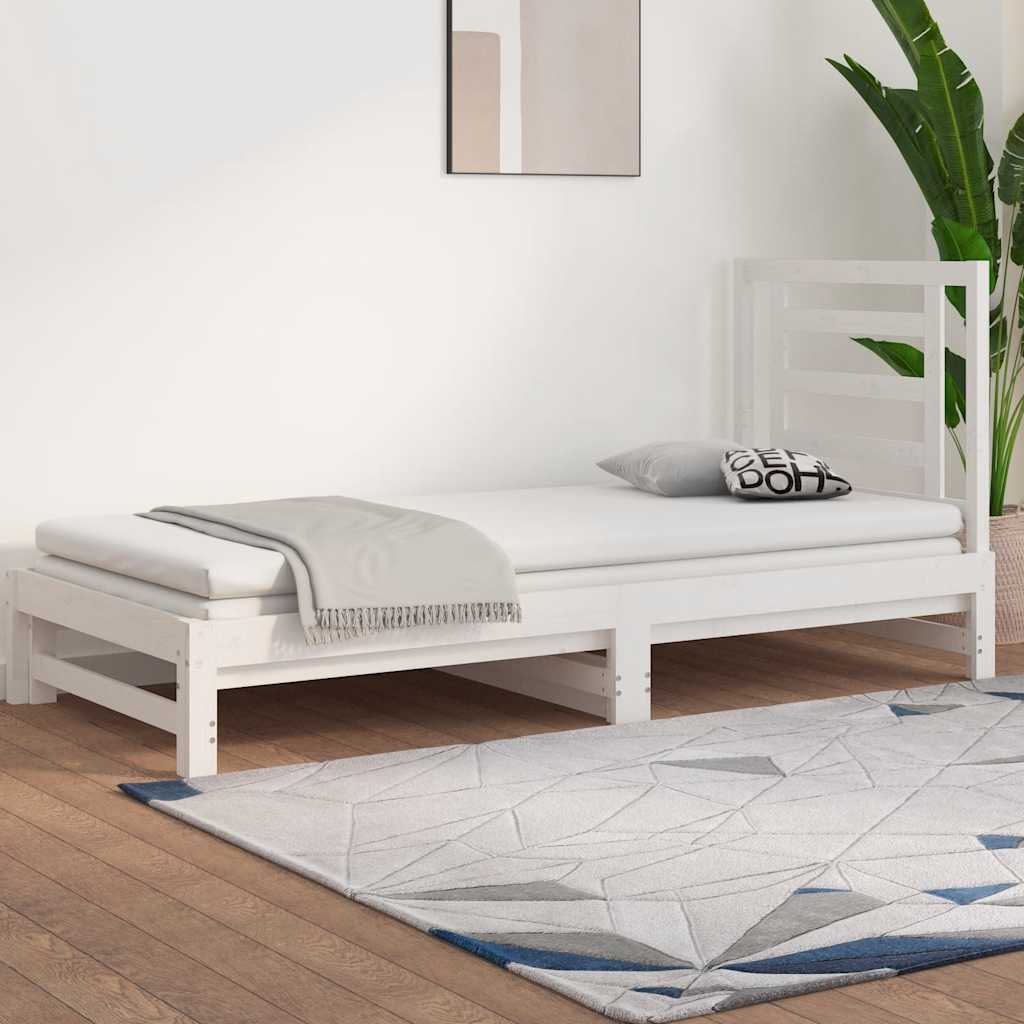 vidaXL Sofá-cama de puxar 2x(90x200) cm madeira de pinho maciça