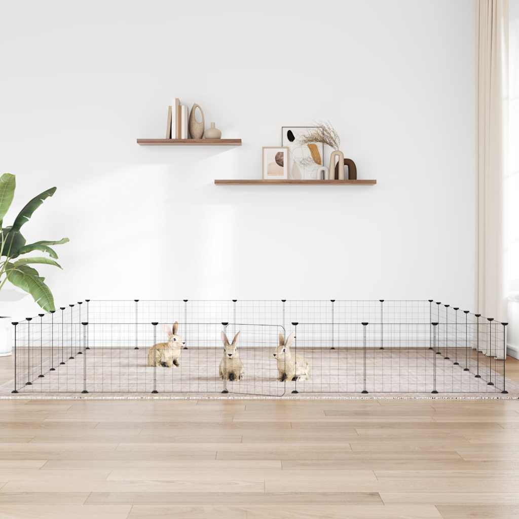 vidaXL Gaiola para animais de estimação com 8 painéis, preta, 35x35 cm, aço