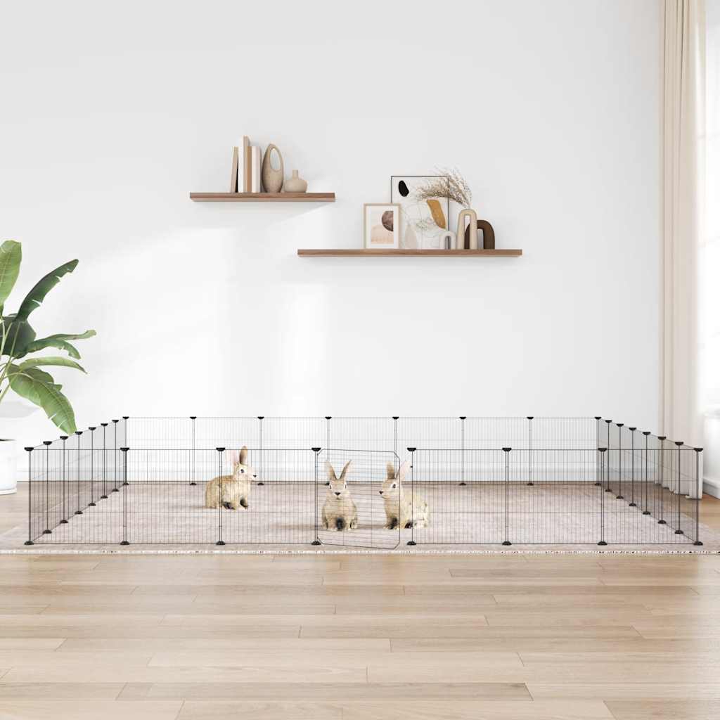 vidaXL Gaiola para animais de estimação com 8 painéis, preta, 35x35 cm, aço