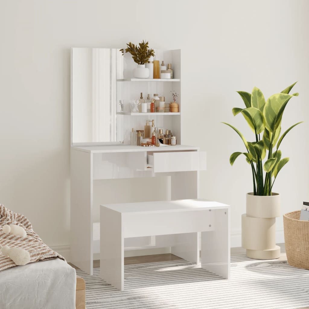 vidaXL Conjunto toucador 74,5x40x141 cm branco