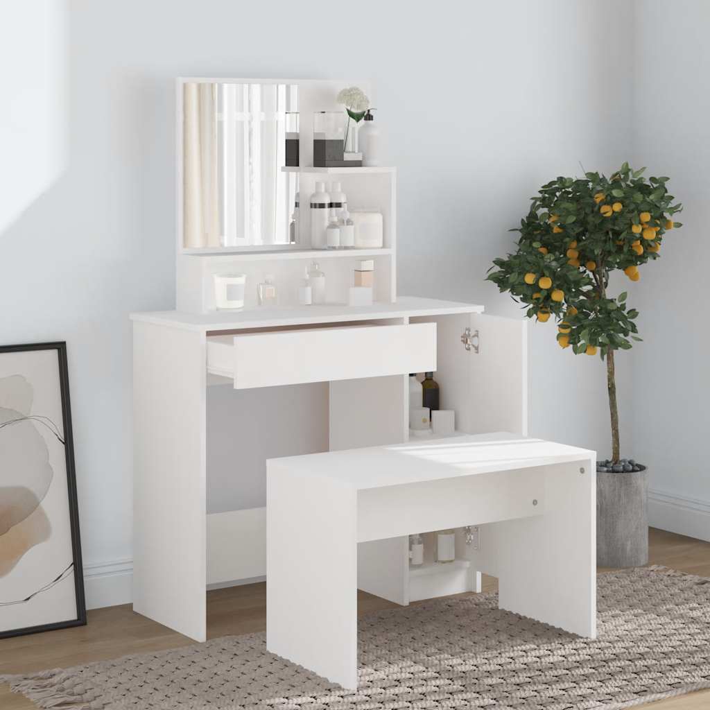 vidaXL Conjunto toucador 86,5x35x136 cm branco