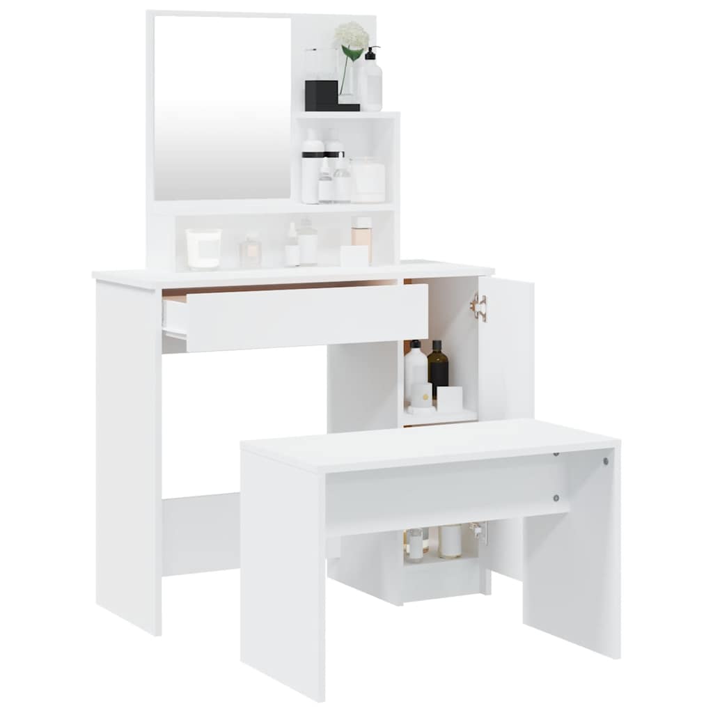vidaXL Conjunto toucador 86,5x35x136 cm branco