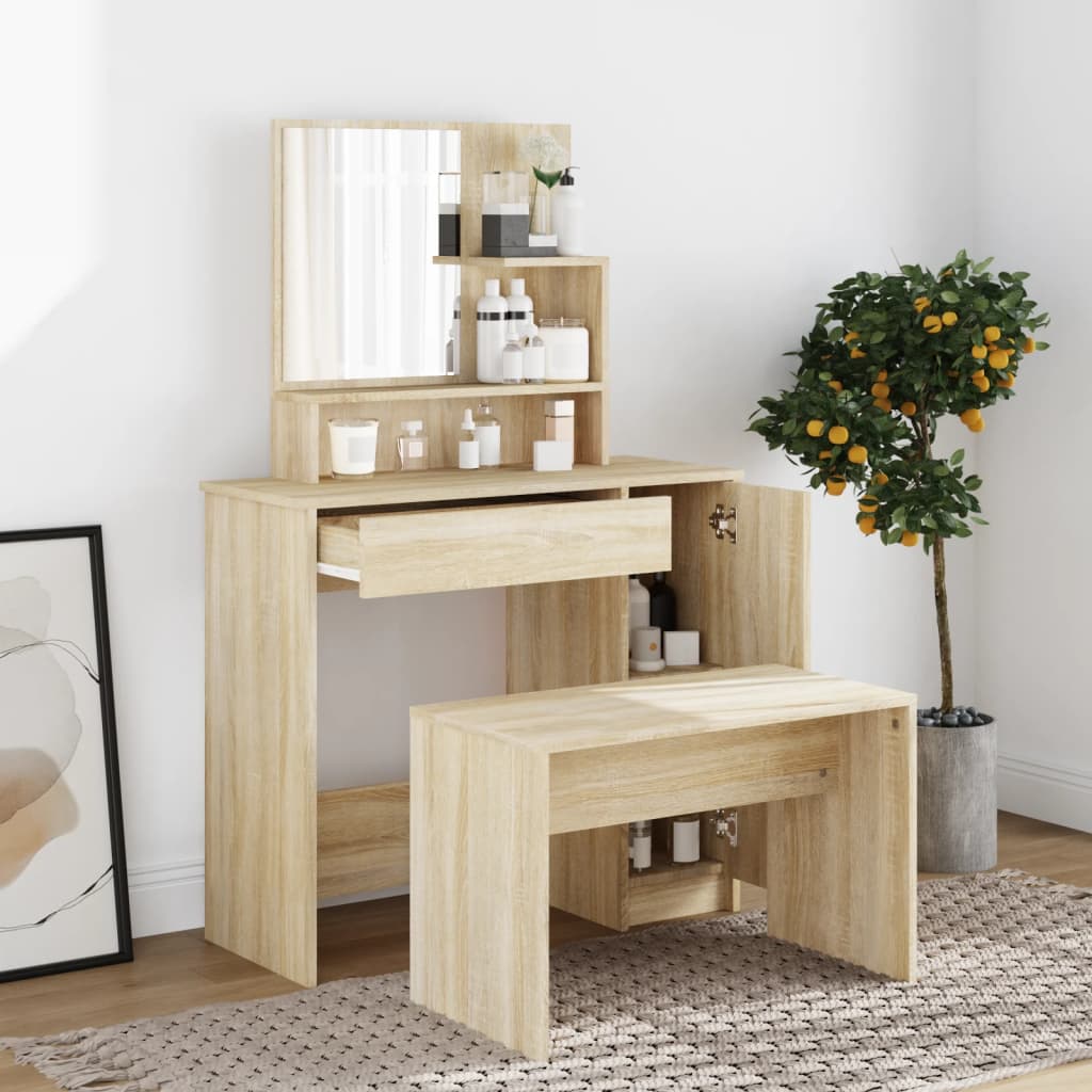 vidaXL Conjunto toucador 86,5x35x136 cm branco